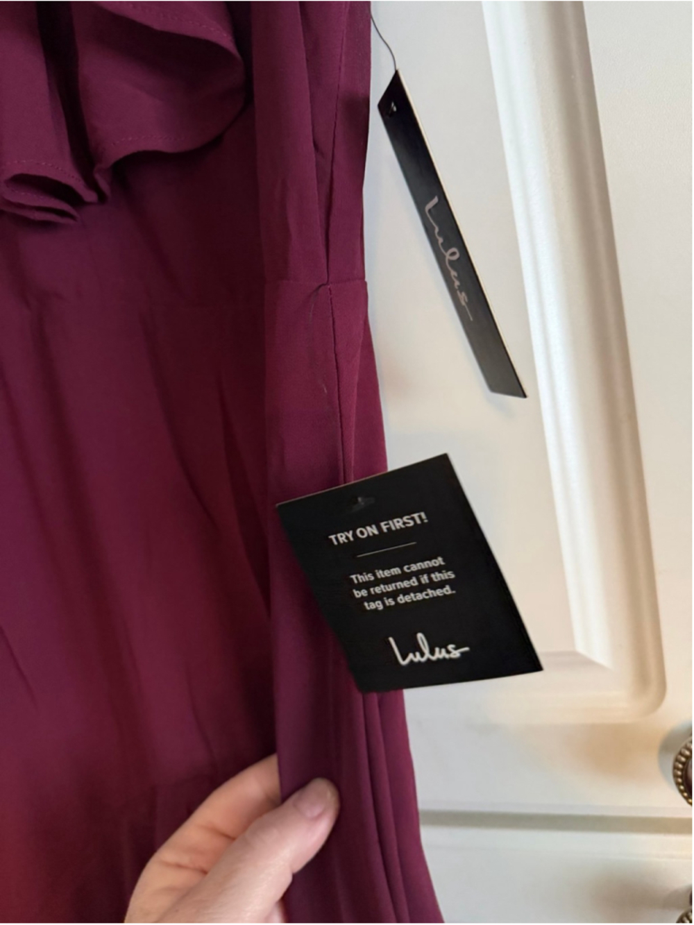 NWT Lulus Charming Event Burgundy Asymmetrical Ruffled Maxi Dress - Picture 6 of 10